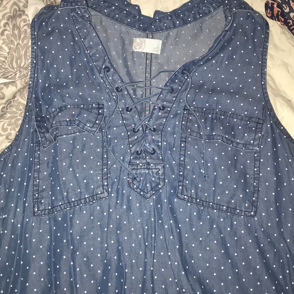 polka dotted jean dress